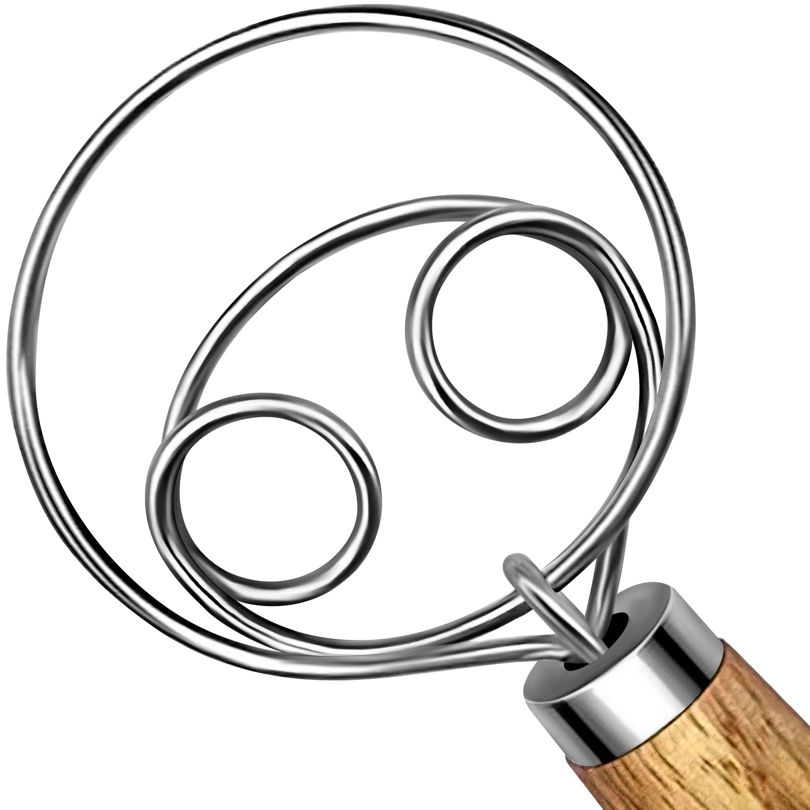TEEVEA Danish dough whisk with stainless steel coil for quick, even bread mixing