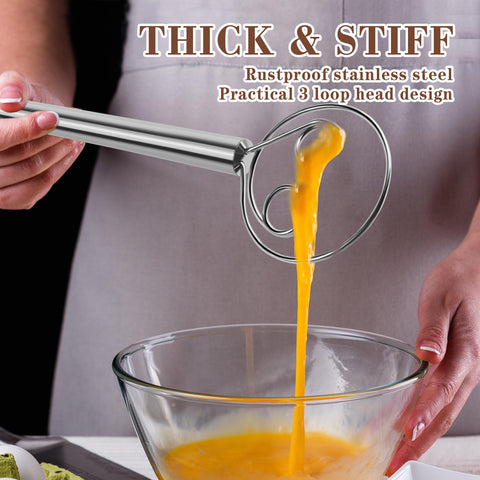 TEEVEA dough whisk versatile-use for sourdough, pizza dough, and batter.