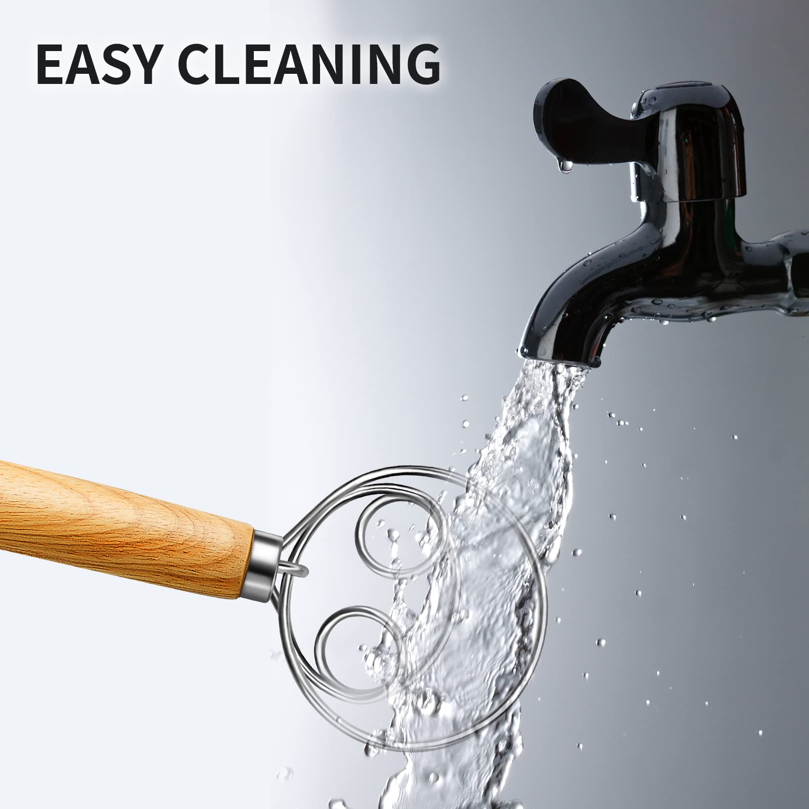 TEEVEA Dutch whisk handles dense batters and cream smoothly