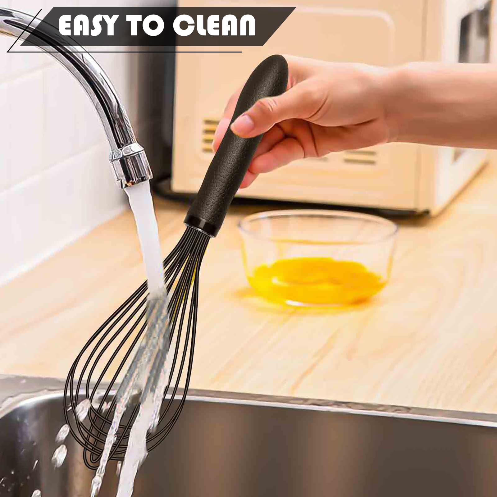 TEEVEA silicone whisk is dishwasher safe for easy cleanup after cooking.