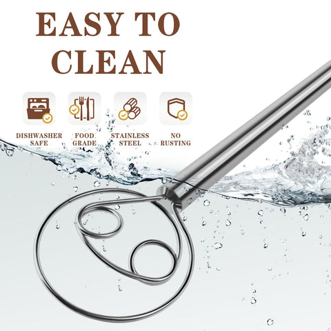 TEEVEA dough whisk durable-stainless steel resists wear and corrosion.