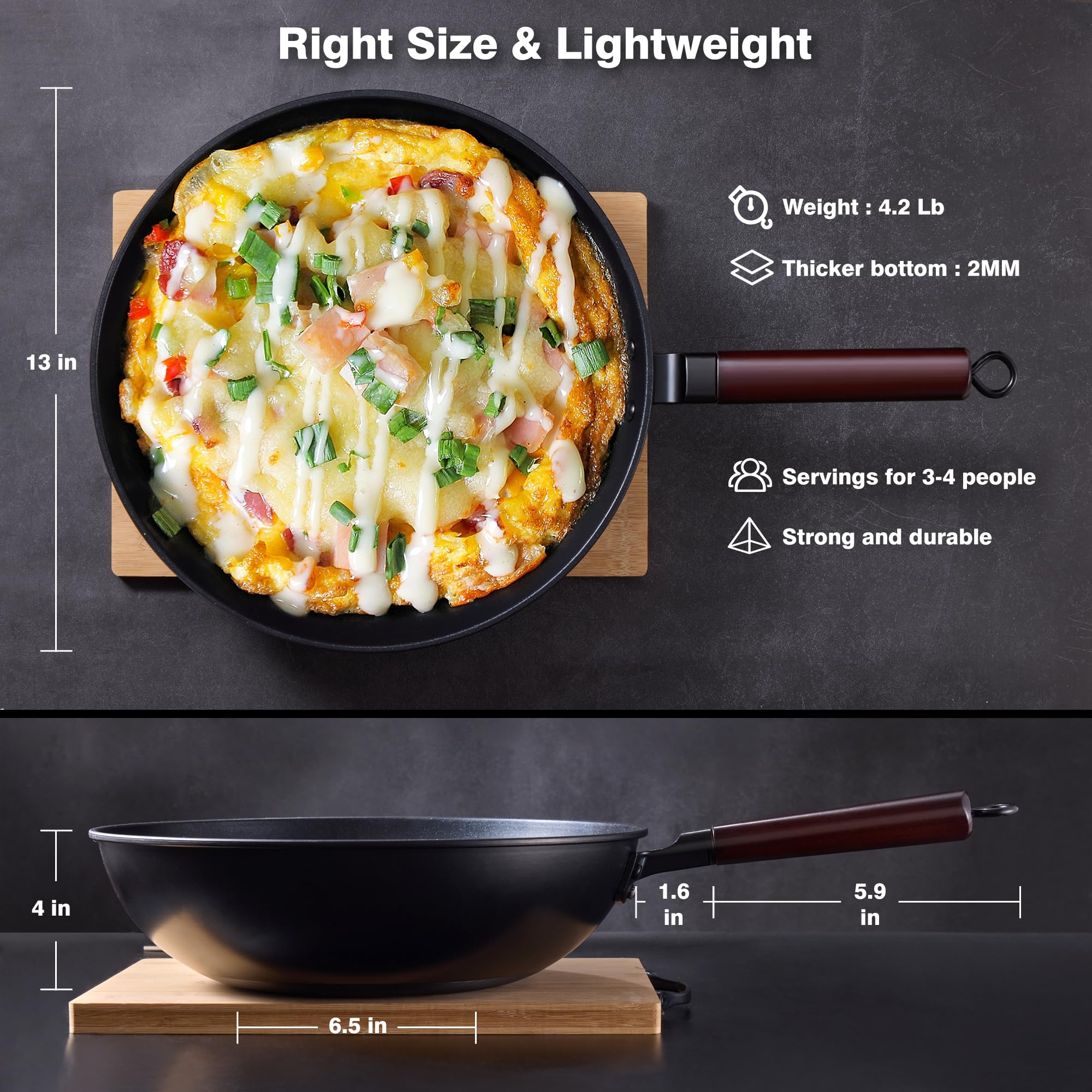 Teewe induction-compatible carbon steel wok for energy-efficient stir-frying.