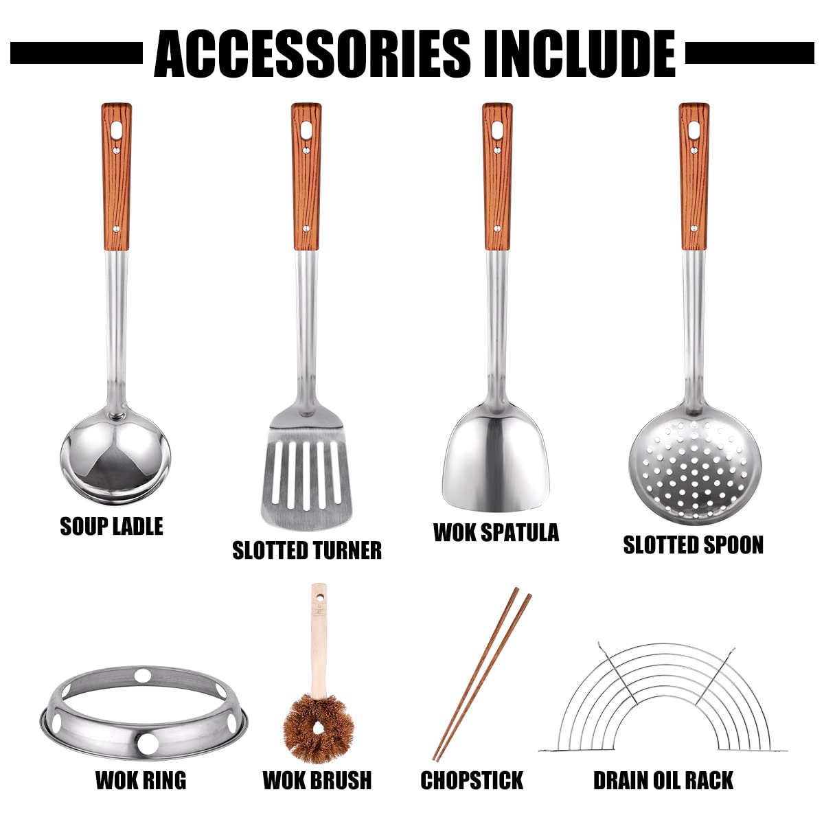 Teewe 13.4-inch round-bottom wok ideal for family meals.