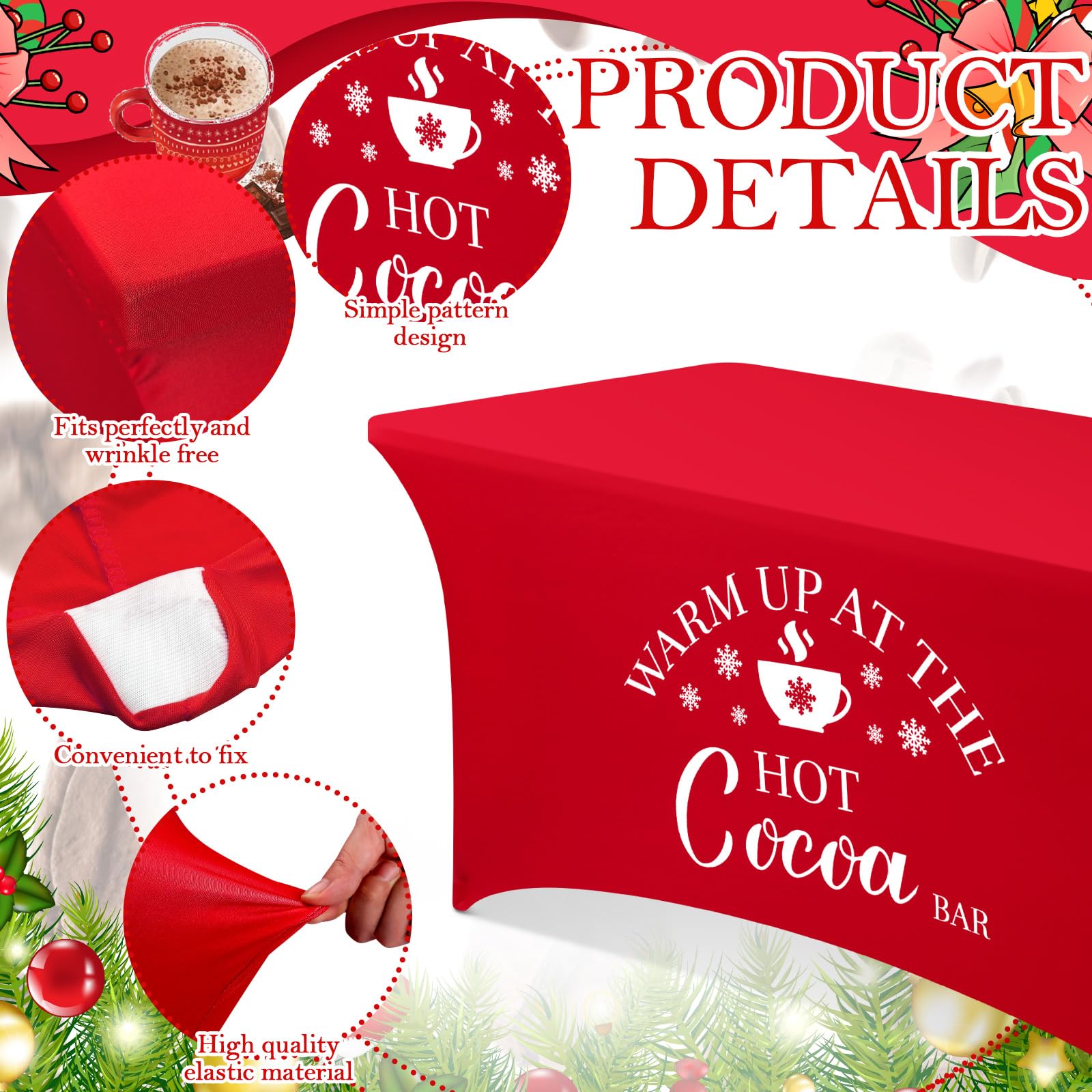 Tegeme elastic spandex tablecloth close-up showing snug fit and durability.