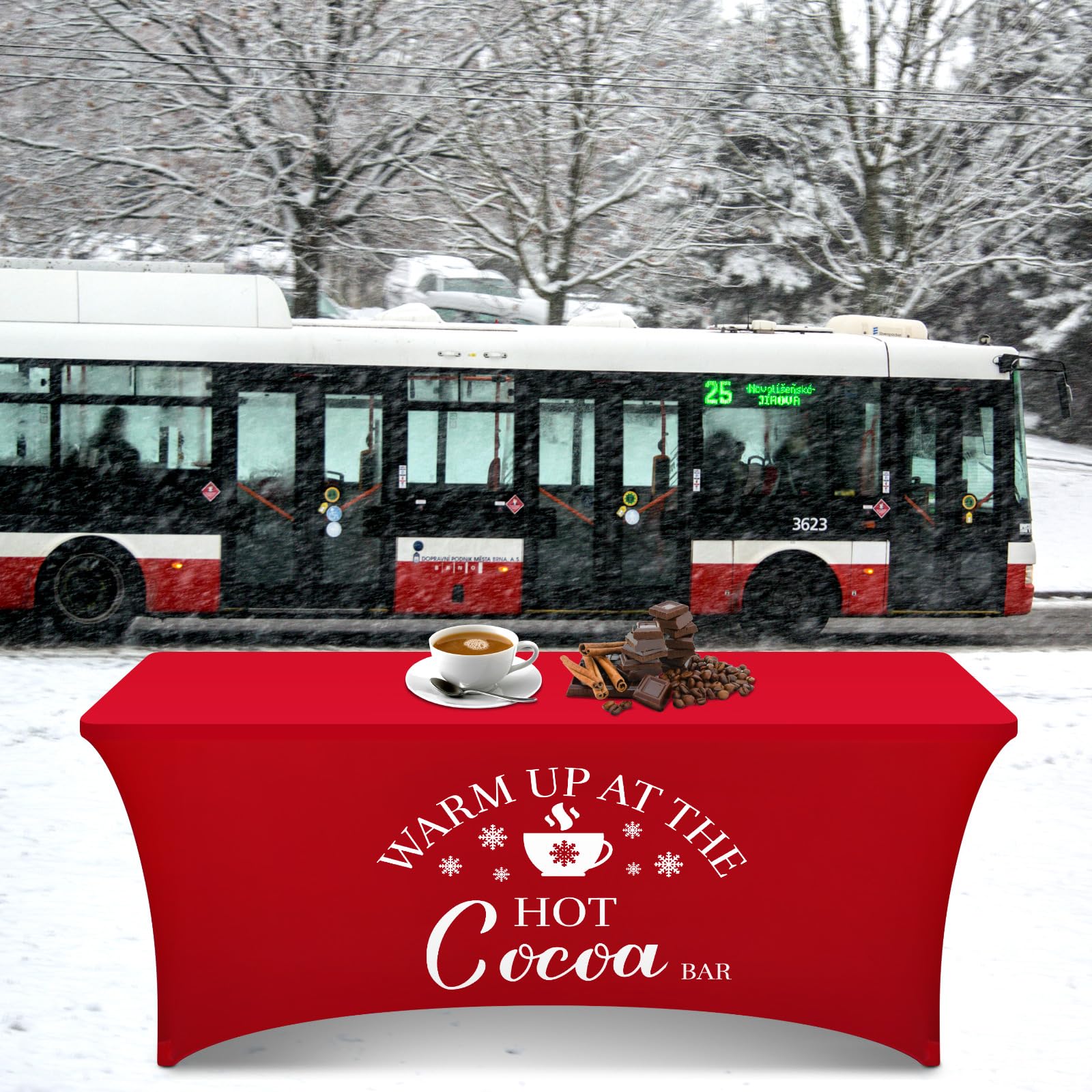 Tegeme red tablecloth adds festive charm to home parties and events.