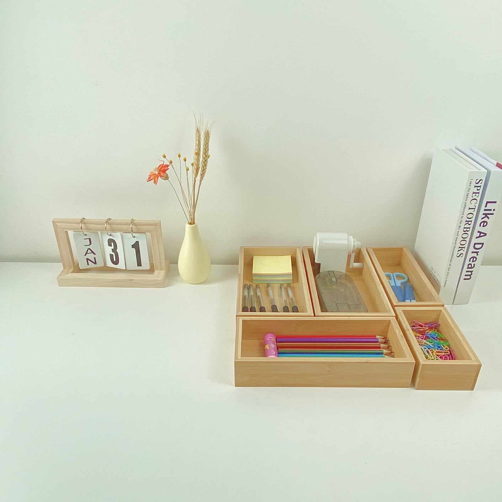 Teicui bamboo drawer dividers stackable design to fit various drawer sizes.