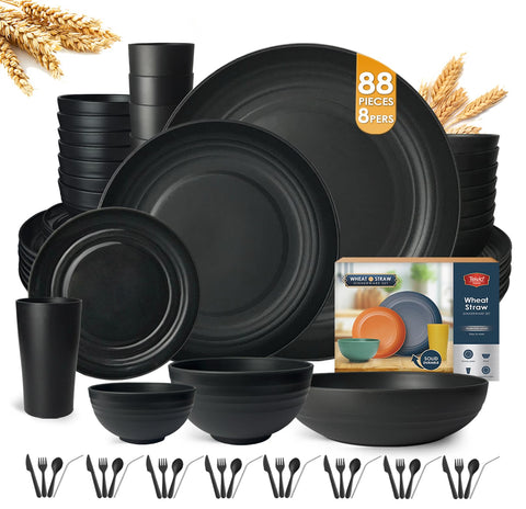 Teivio 88-piece dinner plates for eight guests, durable and practical.