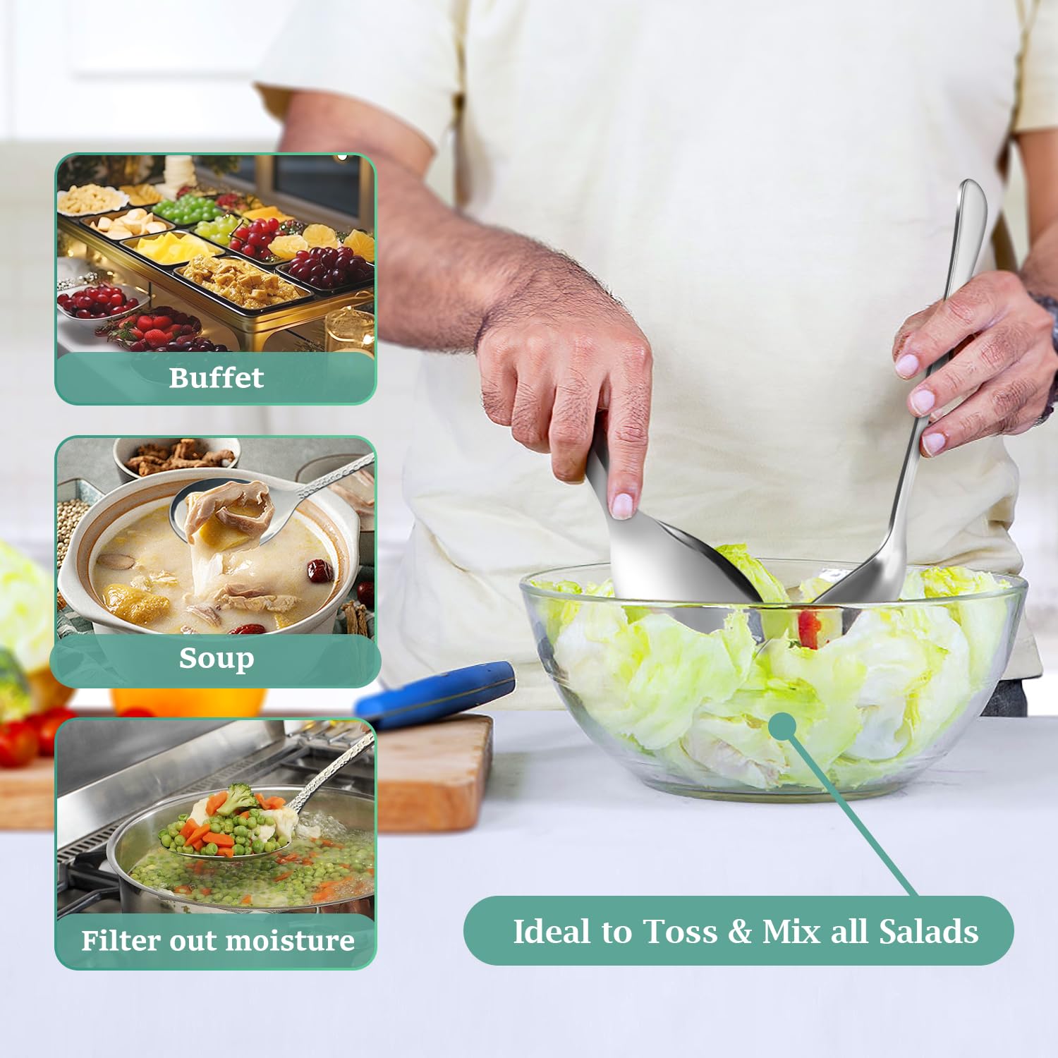 Teivio dishwasher safe stainless steel utensils with bright shine