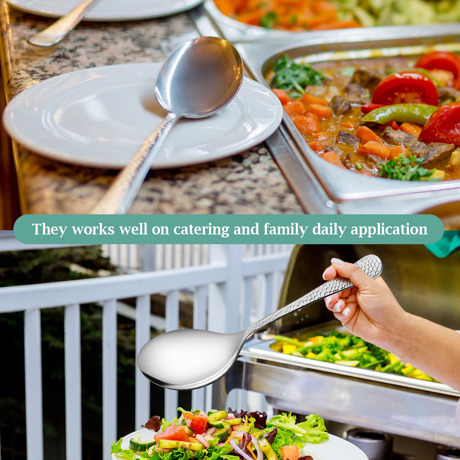 Teivio hammered handle detail on utensils enhances tablescape