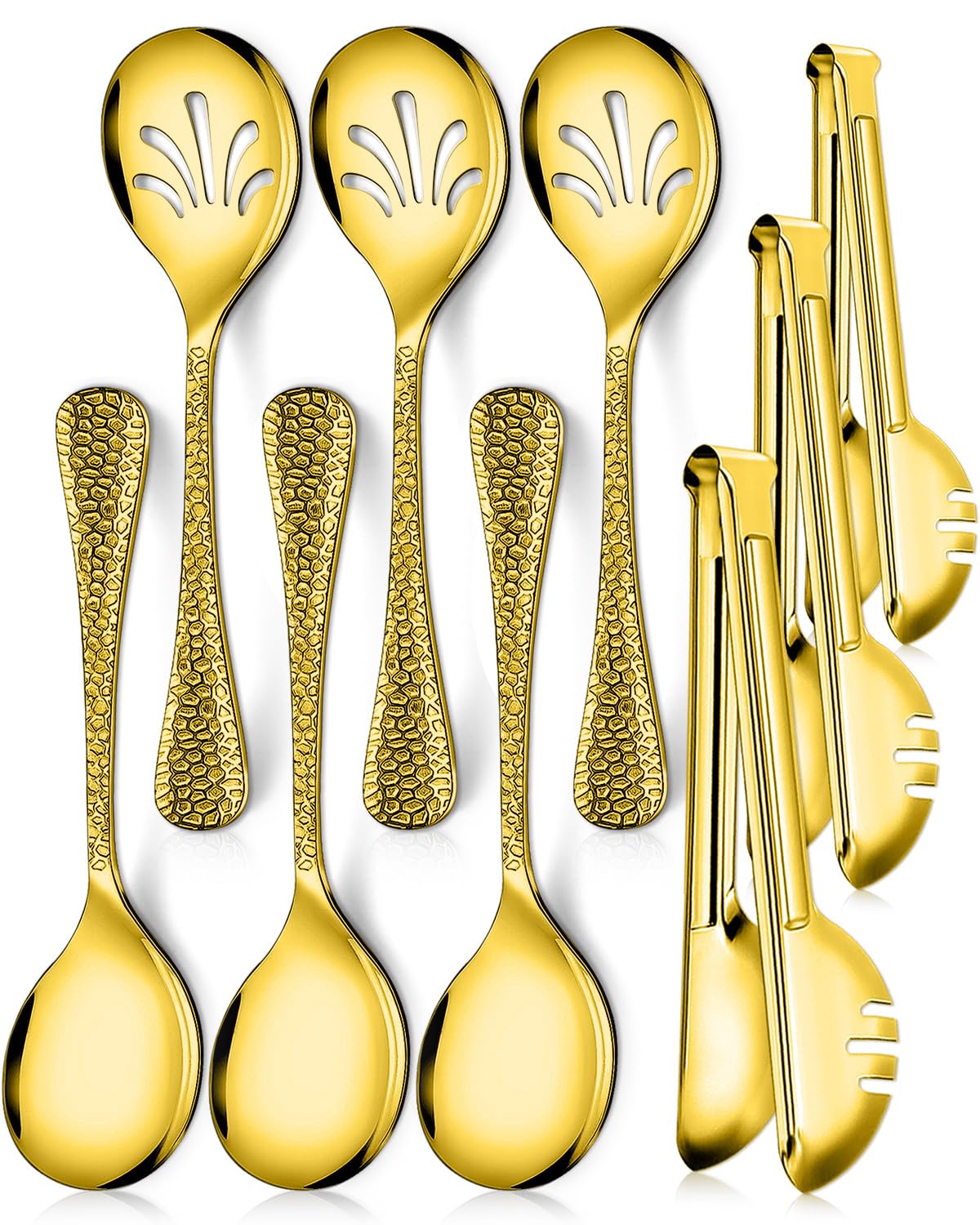 Teivio hammered serving spoons for durable buffet serving and easy portions