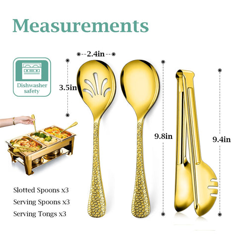 Teivio hammered slotted spoons help drain liquids while serving