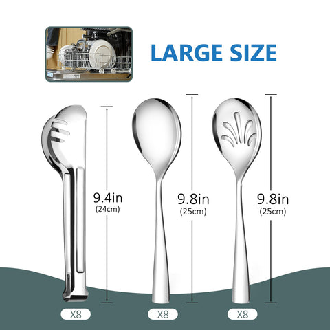 Teivio slotted spoon 9.8 inches helps drain liquids while serving.