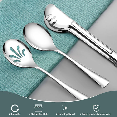 Teivio slotted spoon 9.8 inches facilitates controlled draining.