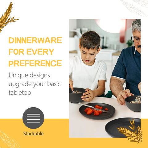 Teivio wheat straw dessert plates in black, perfect for everyday meals.