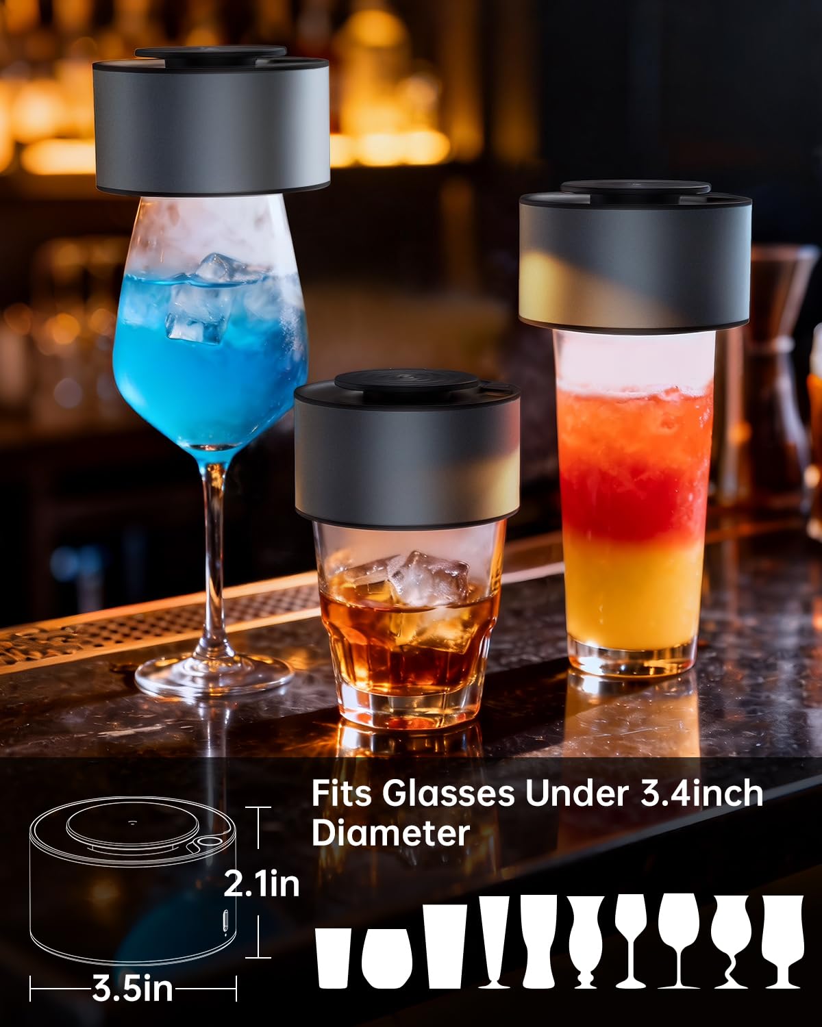 TELAVIT electric whiskey smoker kit with apple wood chips enhances whiskey aroma