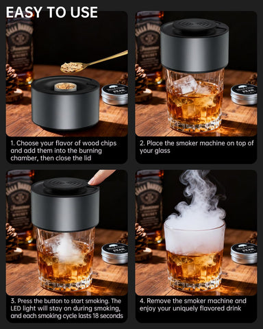 TELAVIT electric whiskey smoker kit with oak chips deepens flavor notes