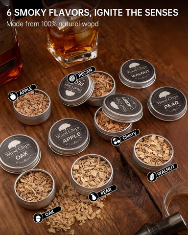 TELAVIT electric whiskey smoker kit with pecan chips adds warmth