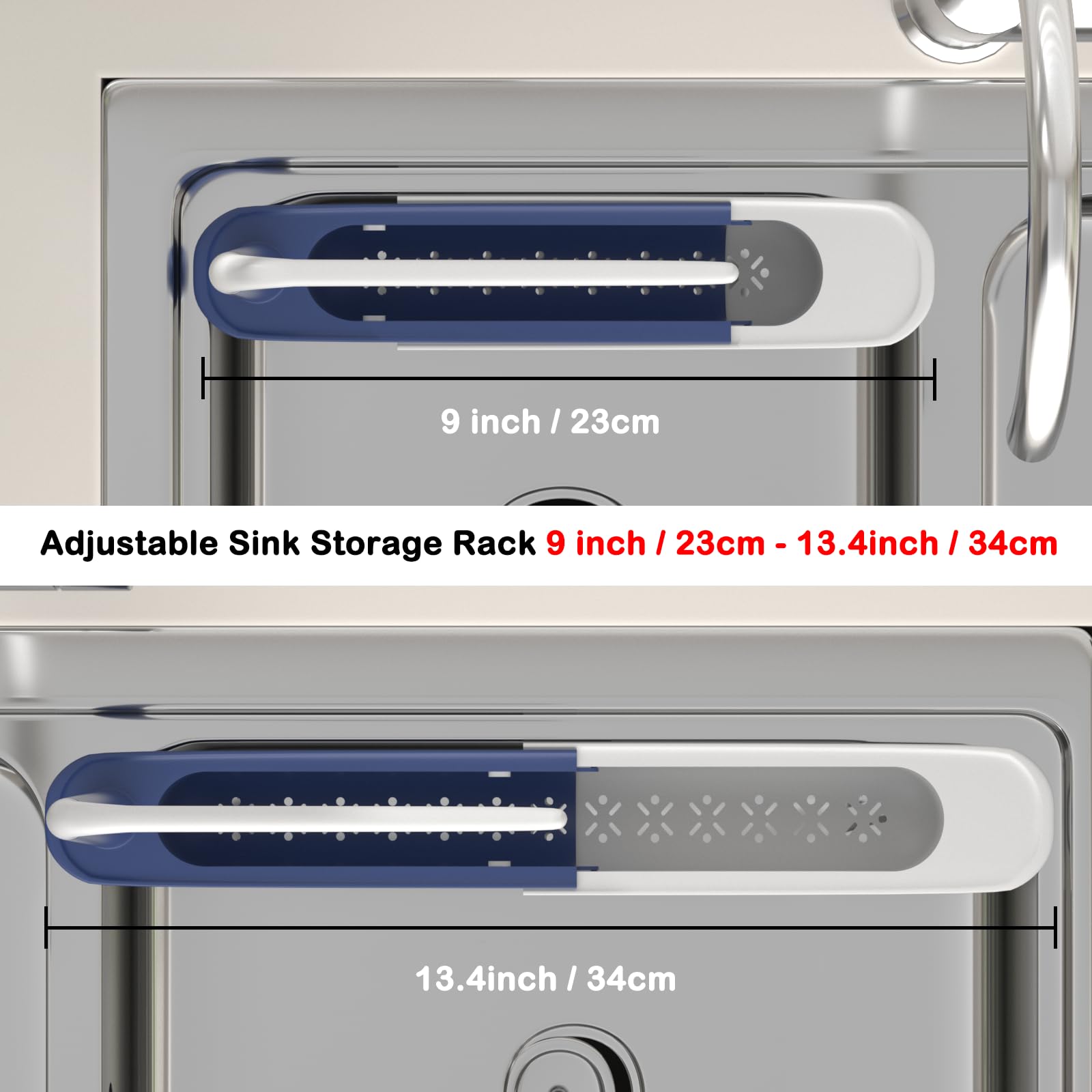 Telescopic Sink Storage Rack sponge holder keeps cleaning tools dry and ready.