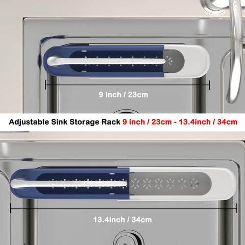 Telescopic Sink Storage Rack sponge holder keeps cleaning tools dry and ready.