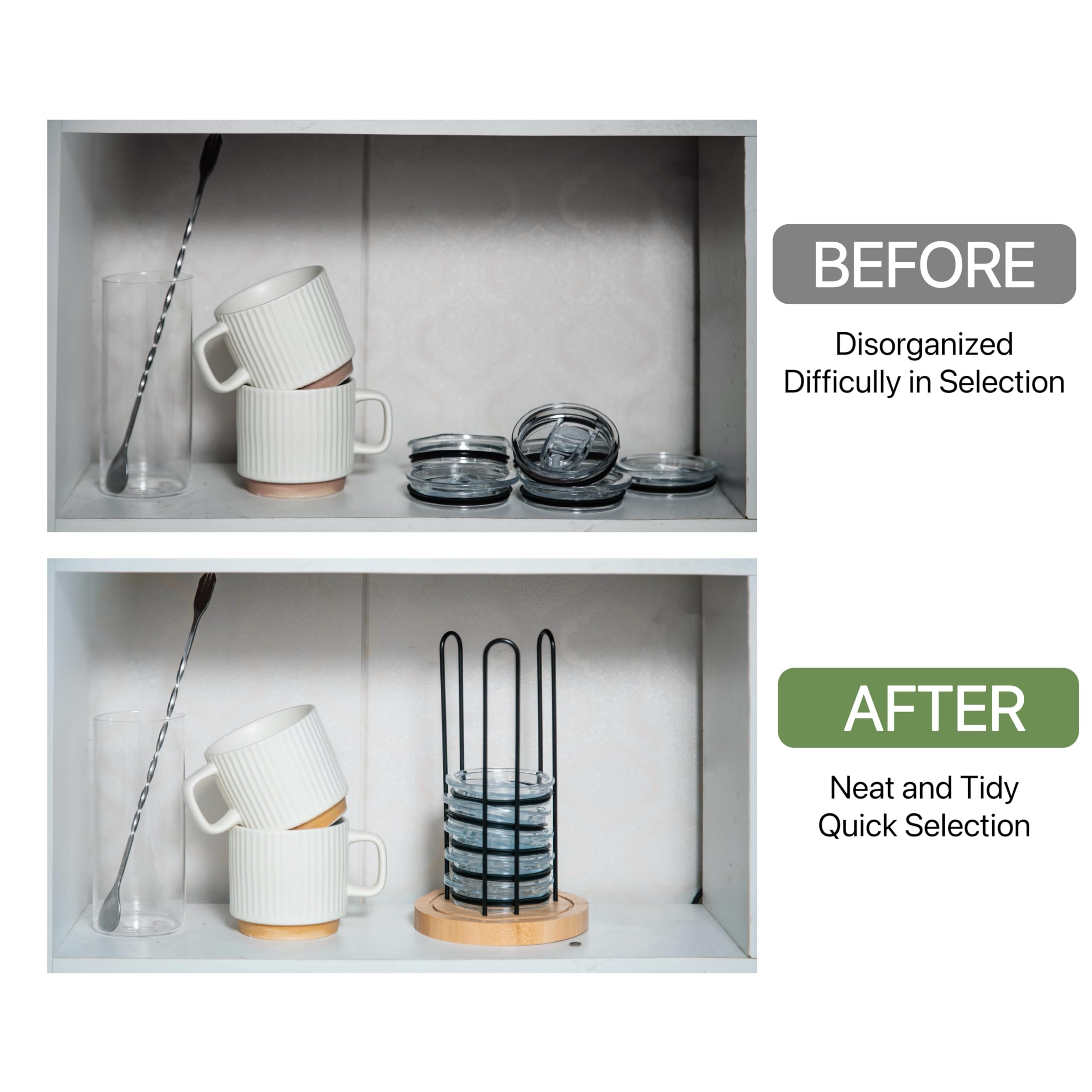 TelKeen vertical lid stack maximizes cabinet space