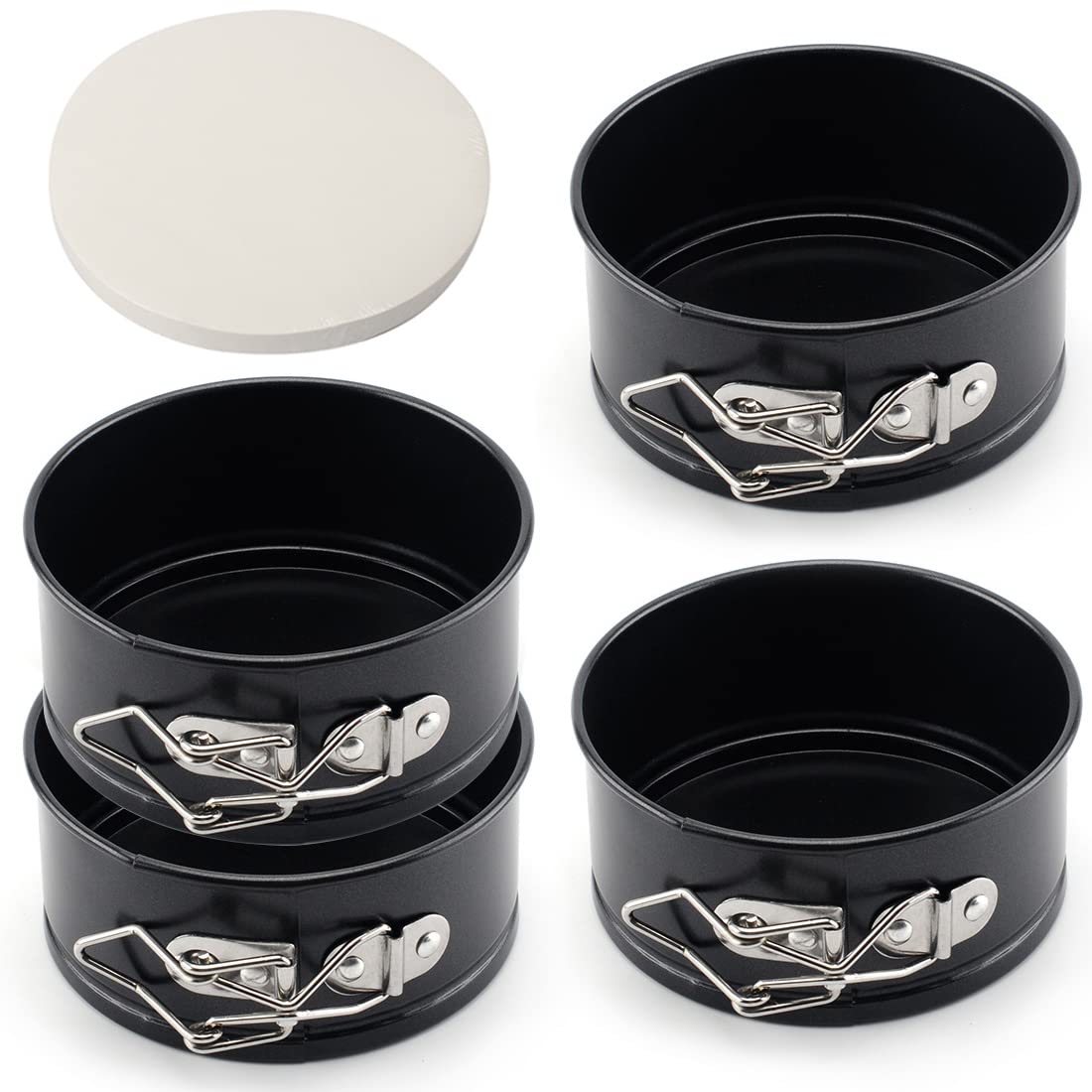 Tellshun 4inch mini springform pan with removable bottom for easy cheesecake release.