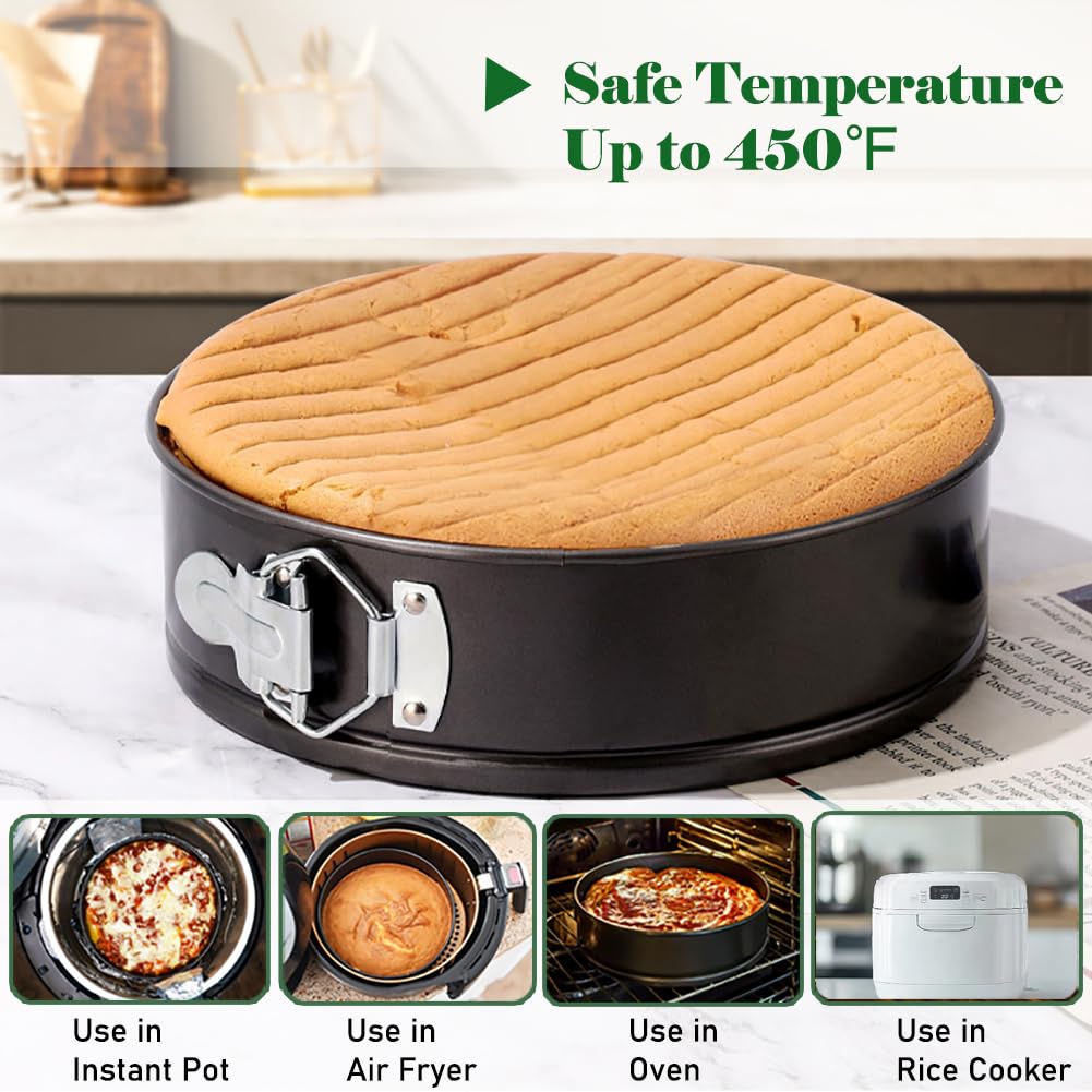 Tellshun 9-Inch Springform Pan nonstick coating reduces sticking for easy cleaning