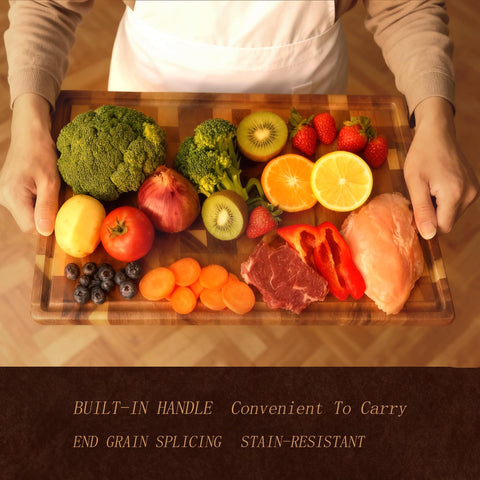 Tellurixara cutting board with handles for easy transfer.