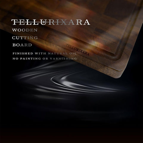 Tellurixara walnut board with juice groove helps contain spills.