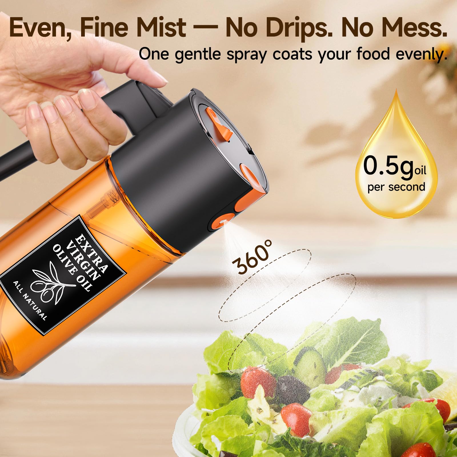 TELUNSHI olive oil sprayer mist-pour for even coating on pans