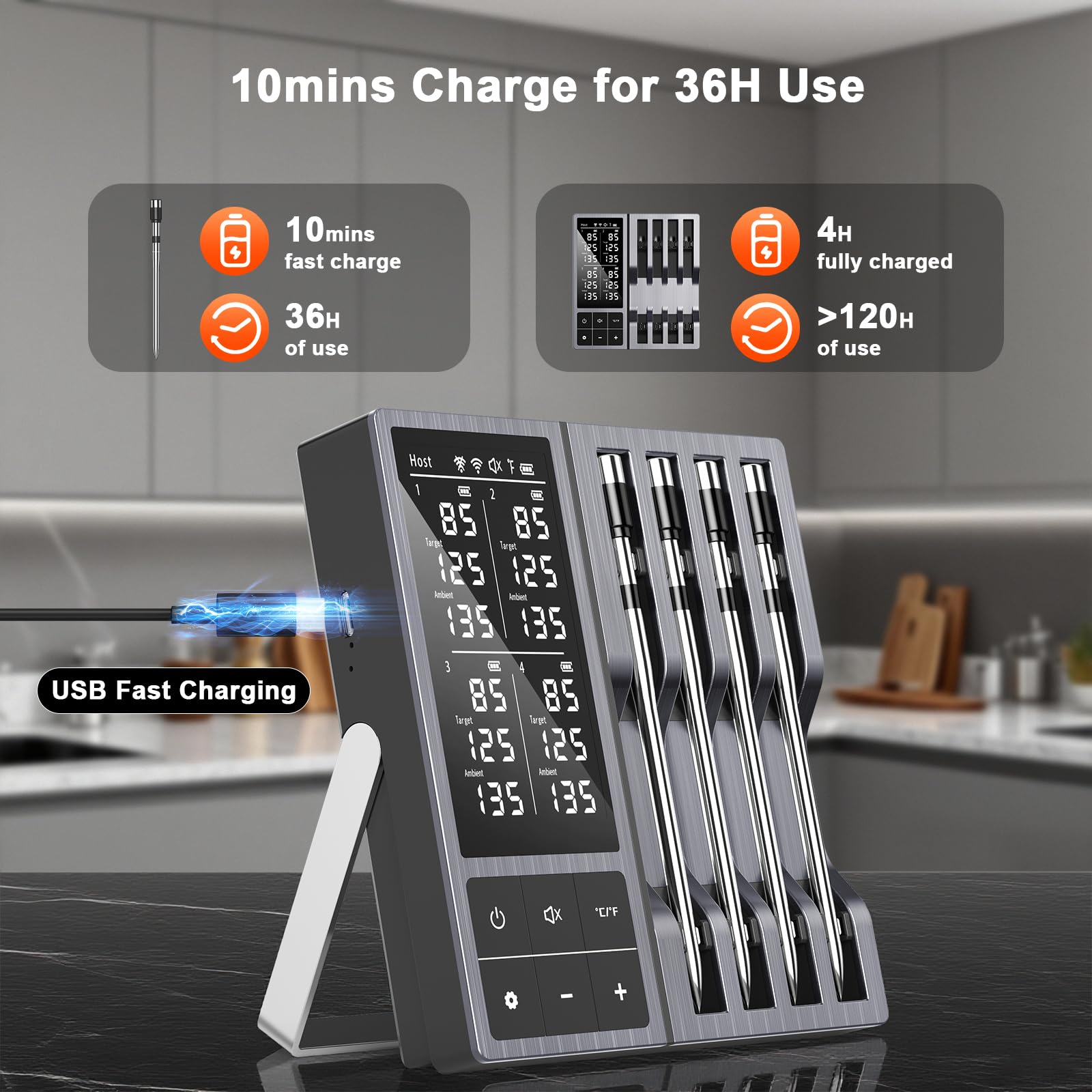 TEMMIO ±0.5°F accuracy for consistent doneness across meats.