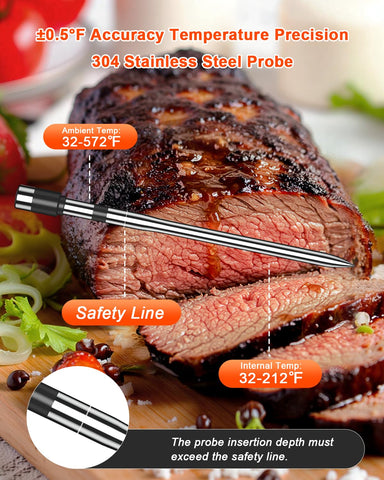 TEMMIO stainless steel probe is dishwasher-safe and durable.