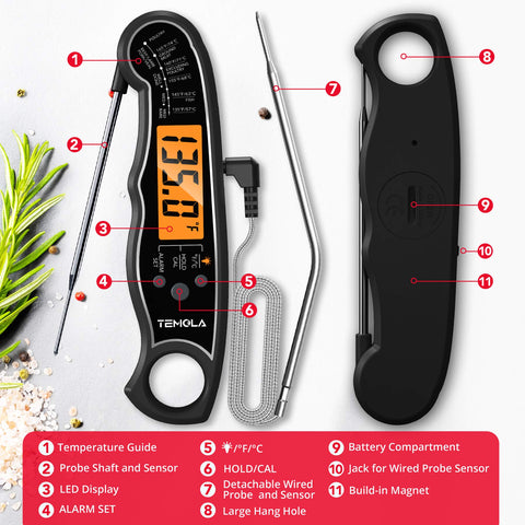 TEMOLA long-life battery pack with spare included for reliability.