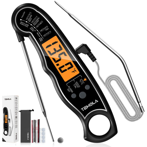 TEMOLA meat thermometer with dual probes for fast, precise grilling.