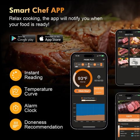 TempGrill Bluetooth range up to 800ft for flexible cooking