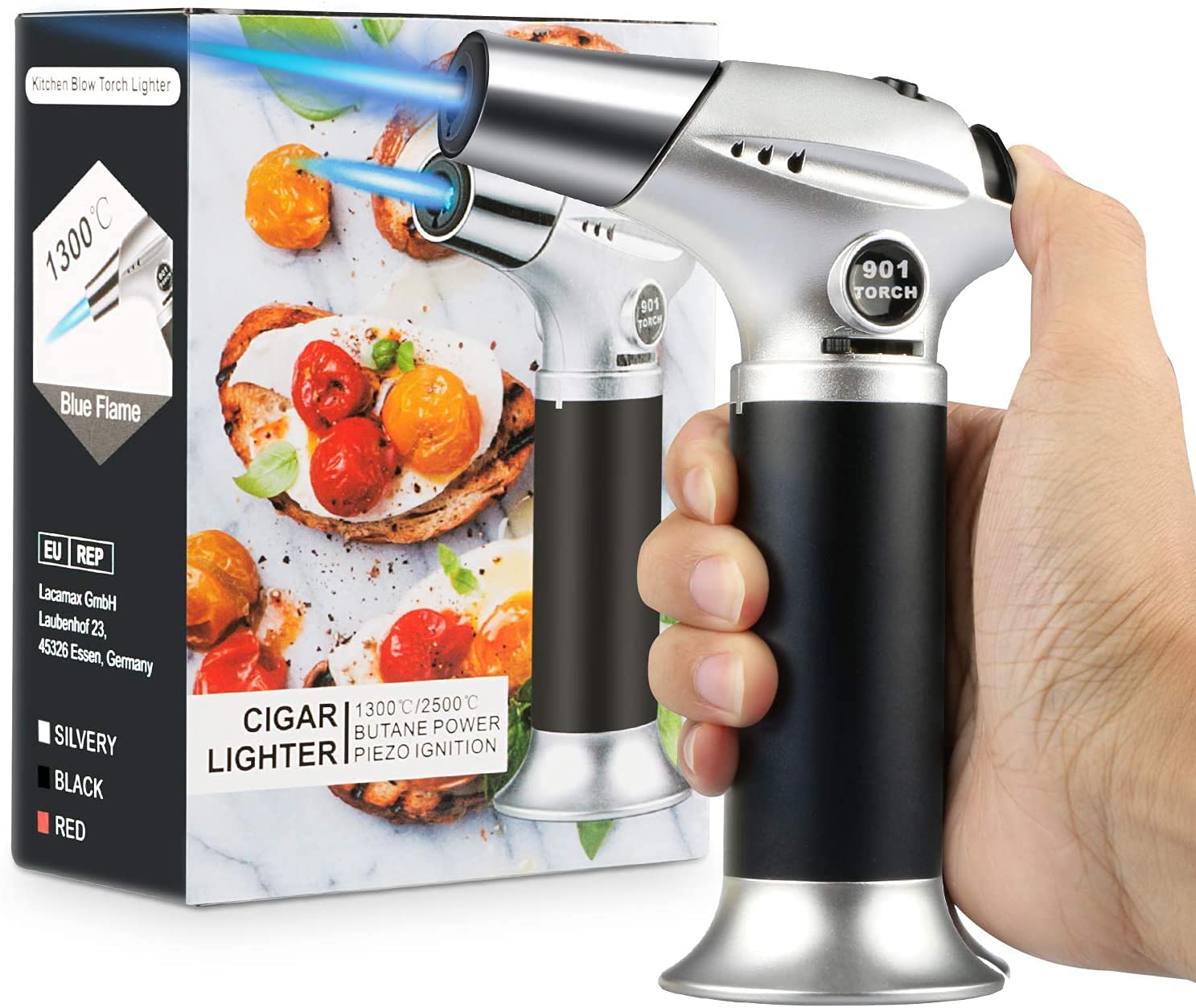 Tencoz Blow Torch compact kitchen for precise browning and caramelization.