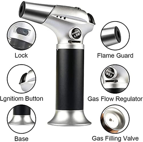 Tencoz Blow Torch flame adjustment for precise control during caramelization.
