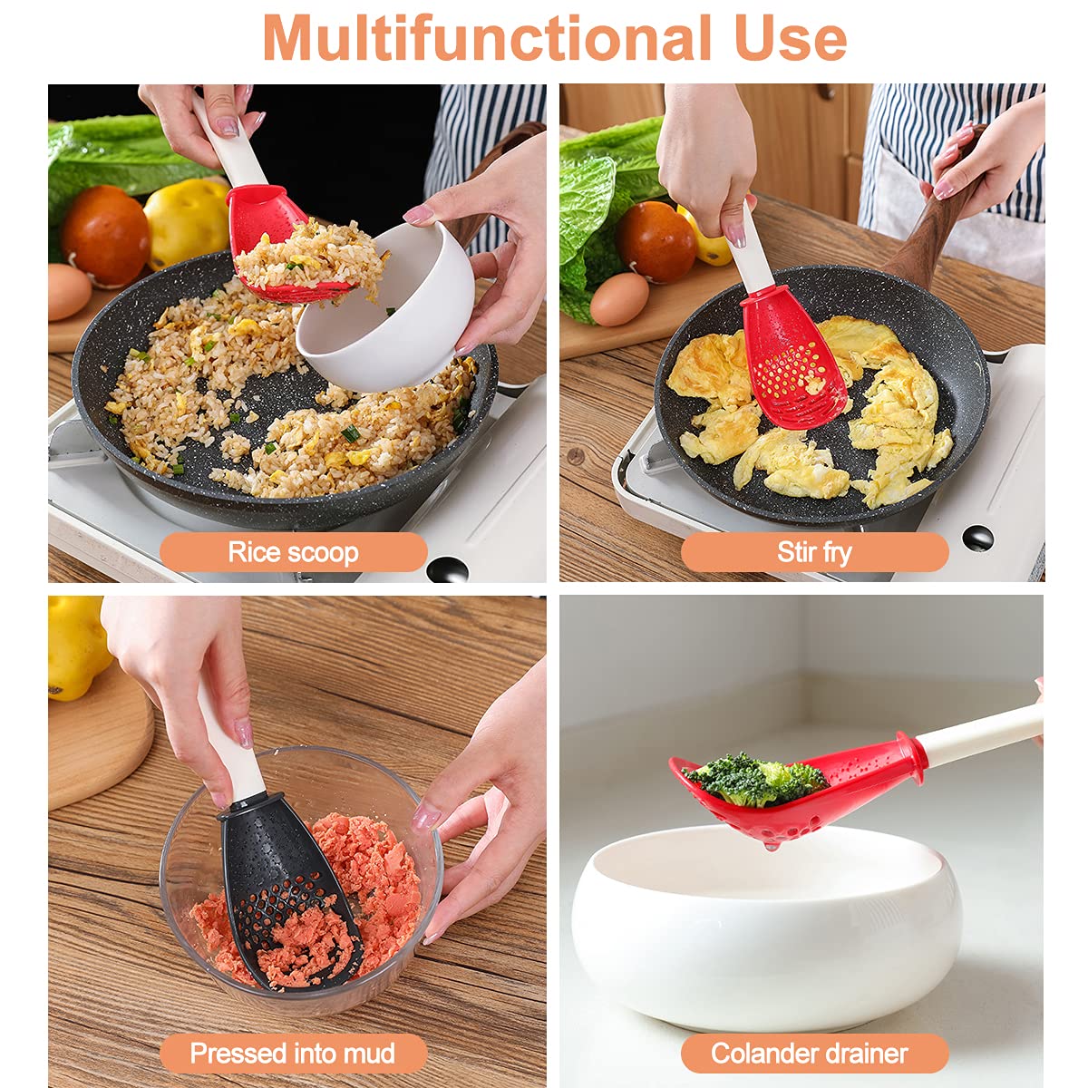 Tendiren 2PCS spoon for draining foods and serving smoothly.