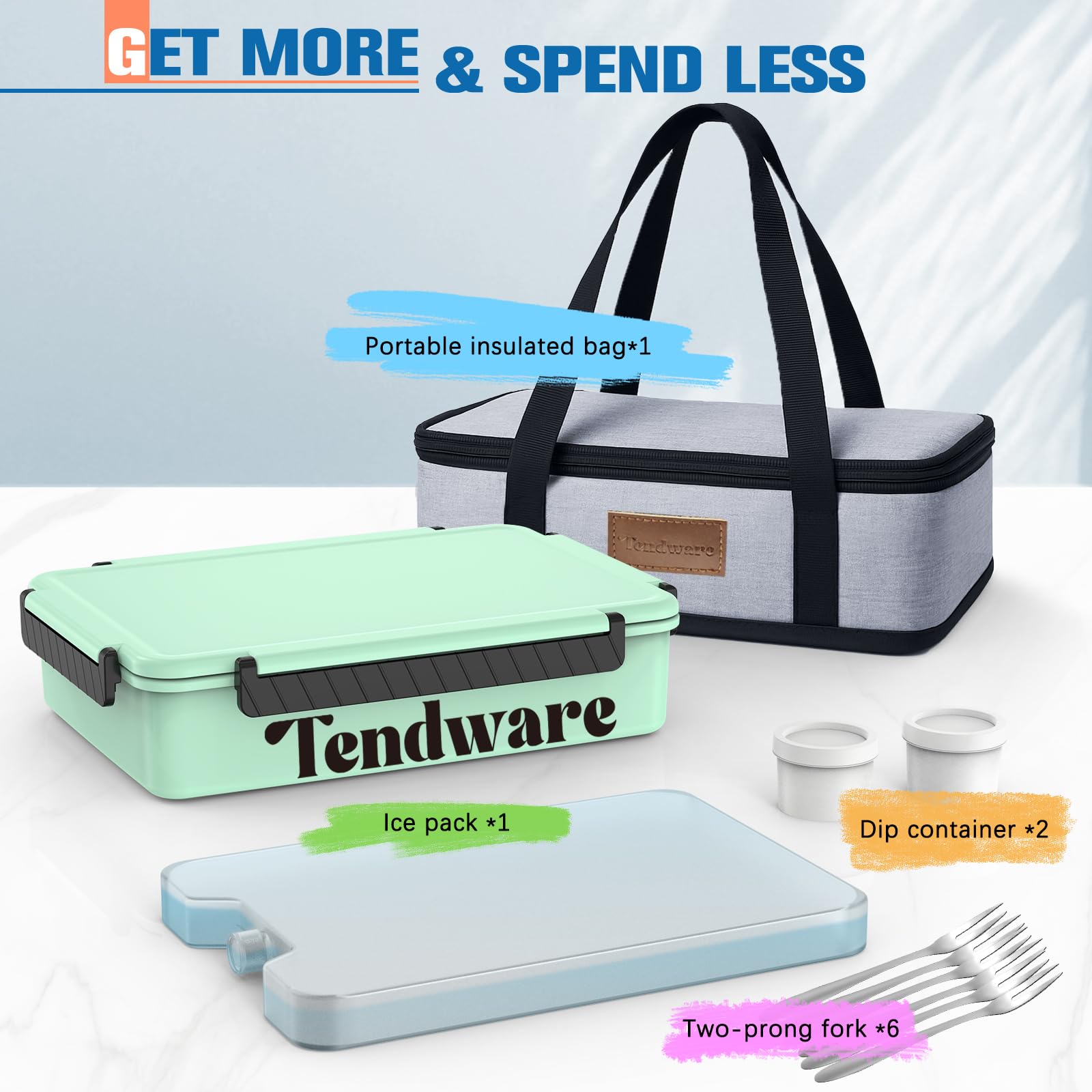 TENDWARE 12-compartment tray keeps foods organized during travel