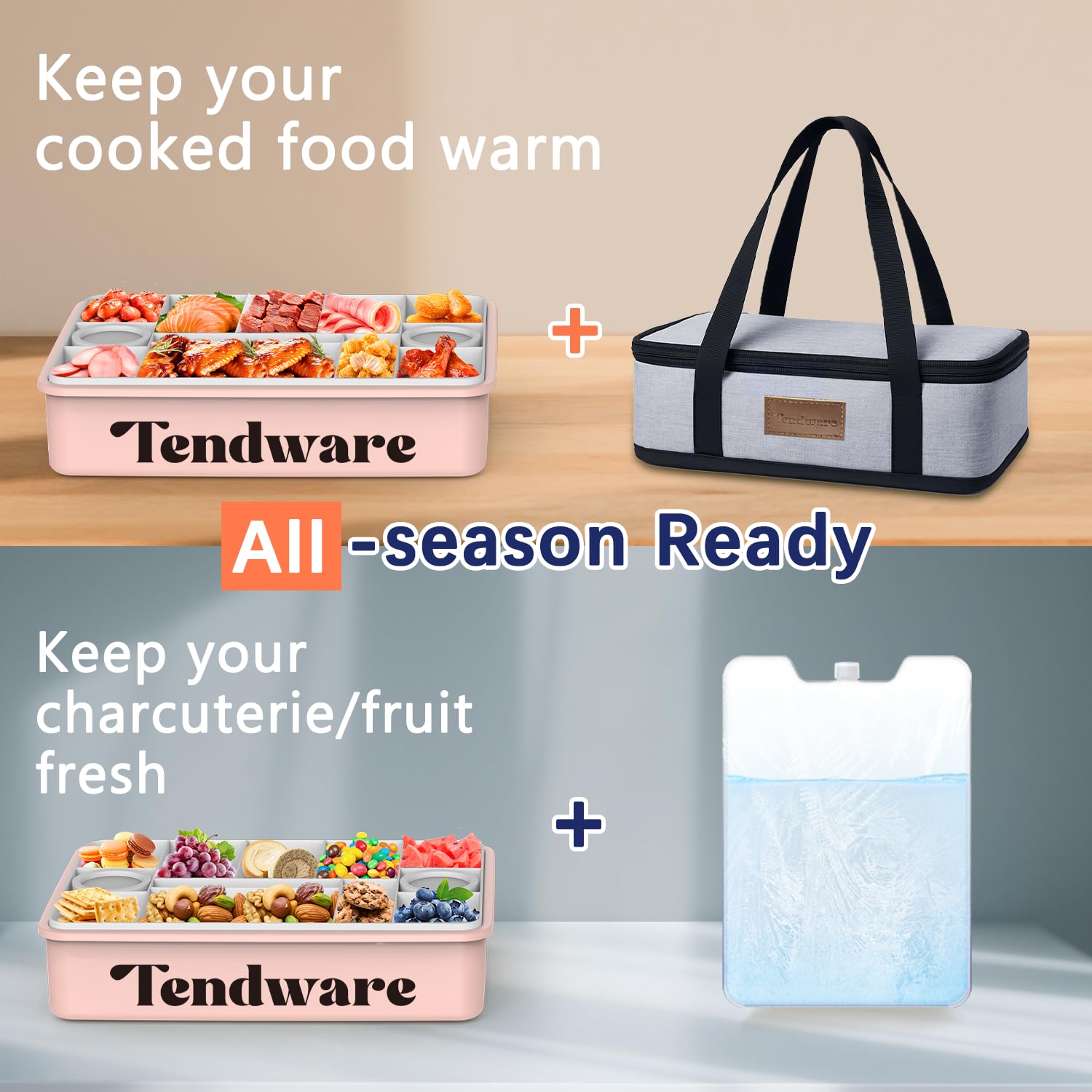 TENDWARE Snackle Box includes dip containers for sauces and dressings.