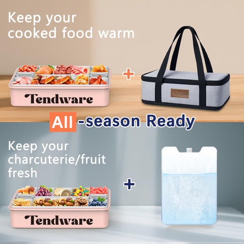TENDWARE Snackle Box includes dip containers for sauces and dressings.