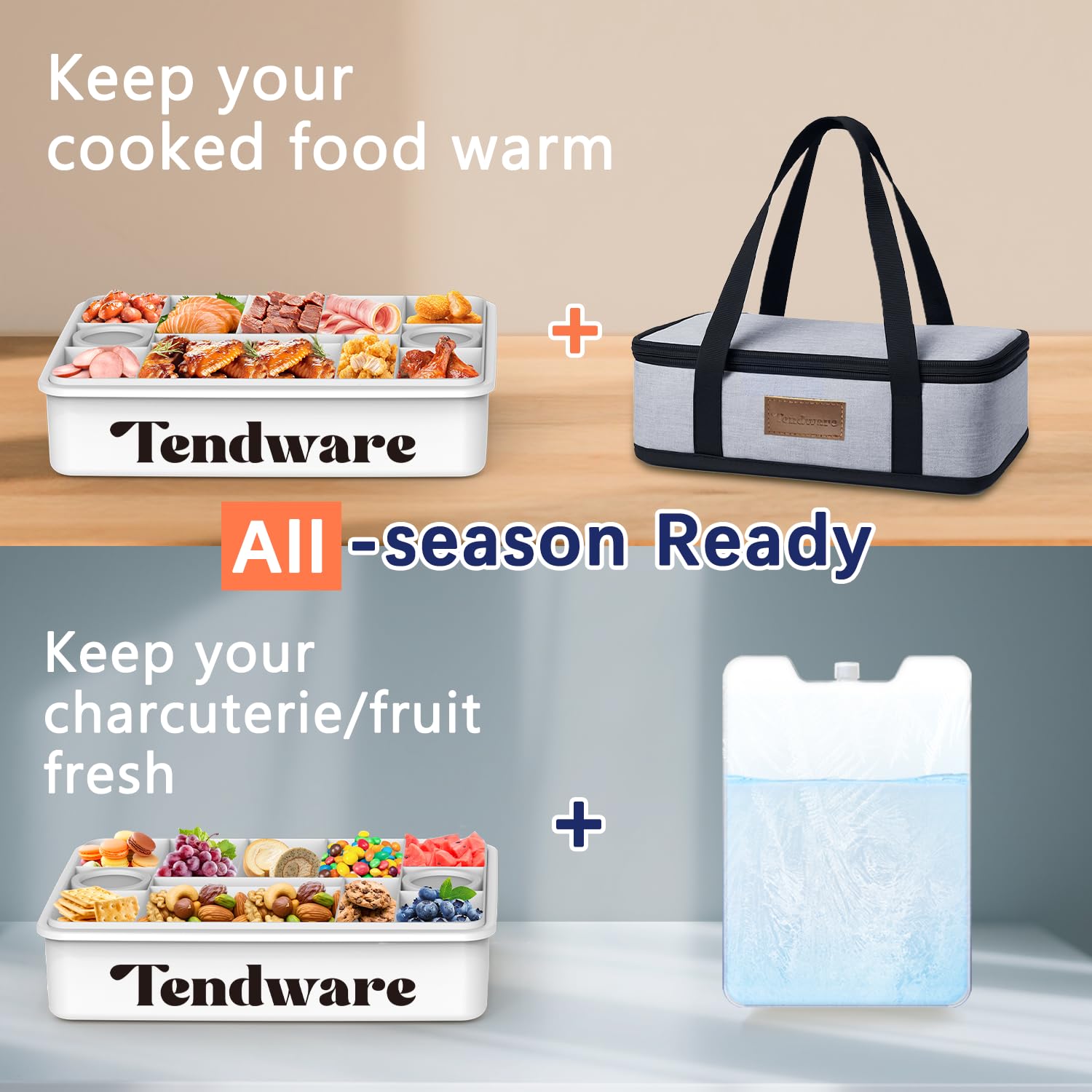 TENDWARE divided tray with 12 compartments to organize bites