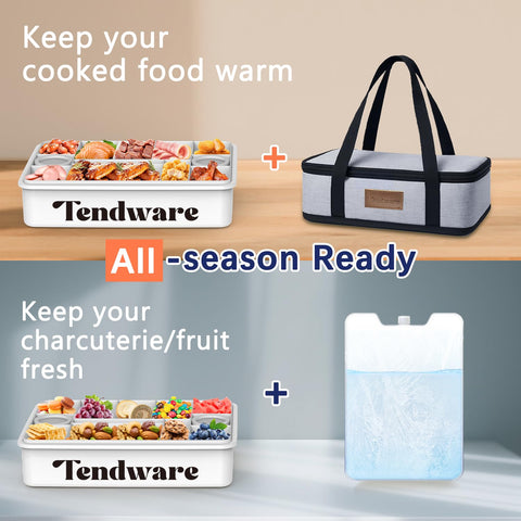 TENDWARE divided tray with 12 compartments to organize bites