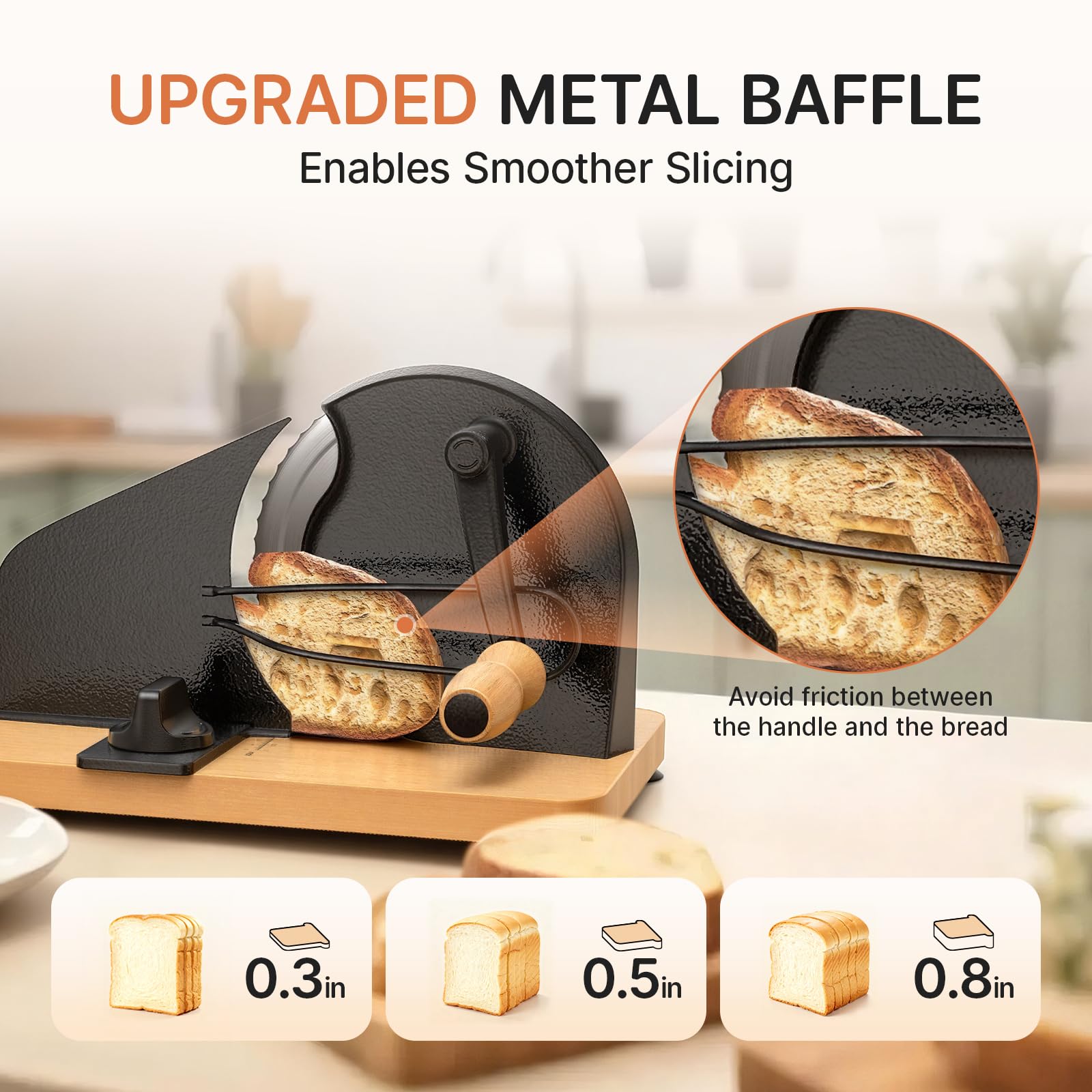 TENGIZUOHZ bread slicer with stainless steel blades delivers clean, even cuts.