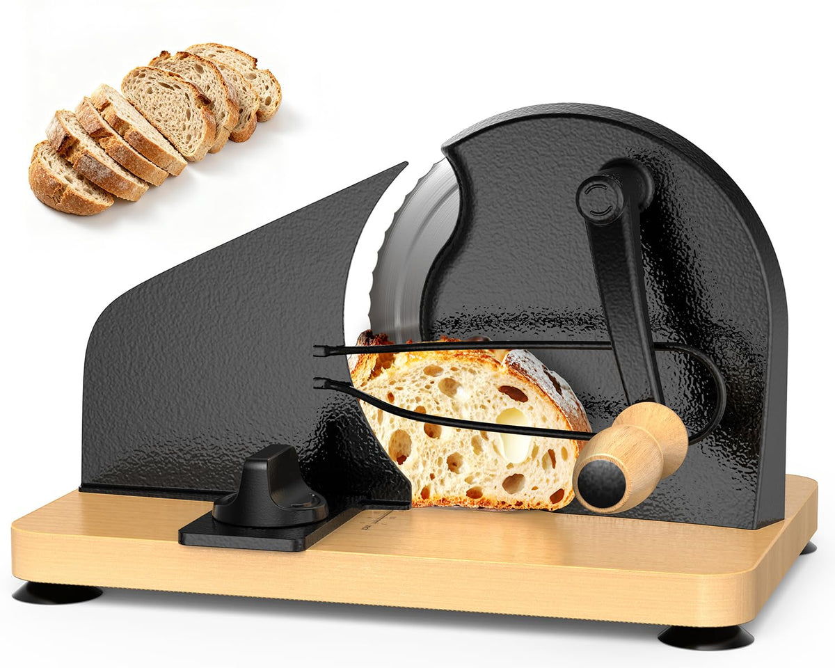TENGIZUOHZ manual bread slicer with adjustable thickness for precise bread slices.