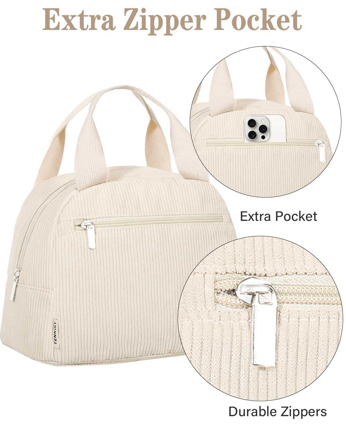 TENKIST cute lunch bag with cherry pattern for school or work style.