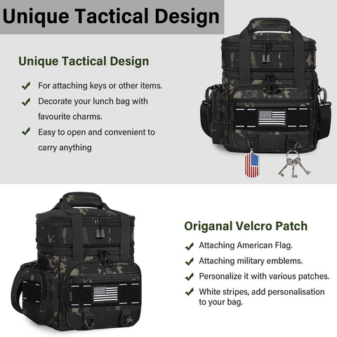 TENKIST lunch box with American flag patch for rugged style.