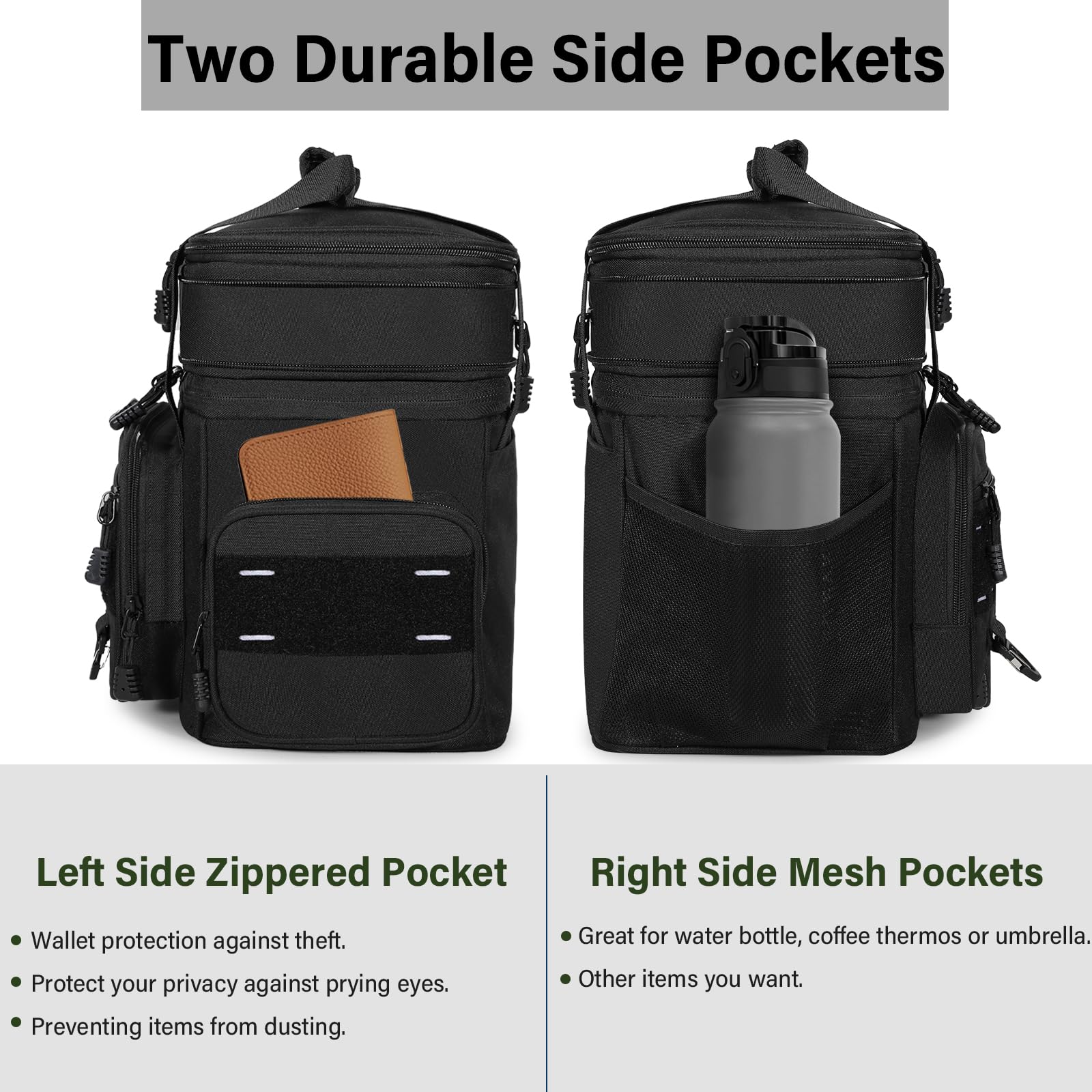 TENKIST lunch box front pockets offer organized storage on the go.