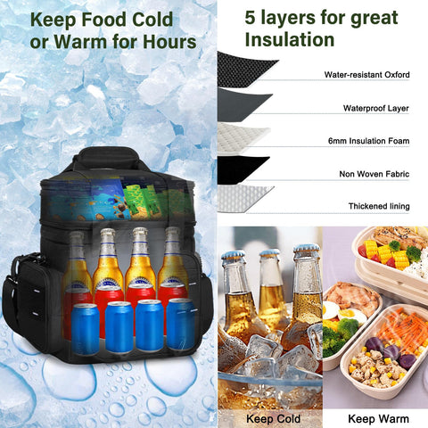 Versatile front pockets and mesh zip pocket for keys, utensils, and napkins.