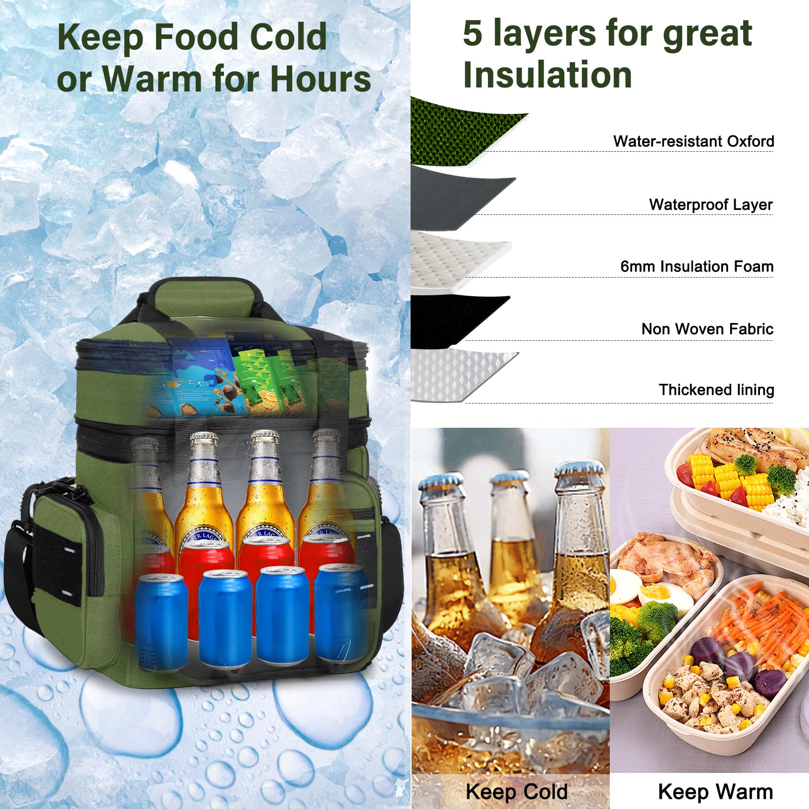 TENKIST lunch box side water bottle pocket keeps beverages accessible.