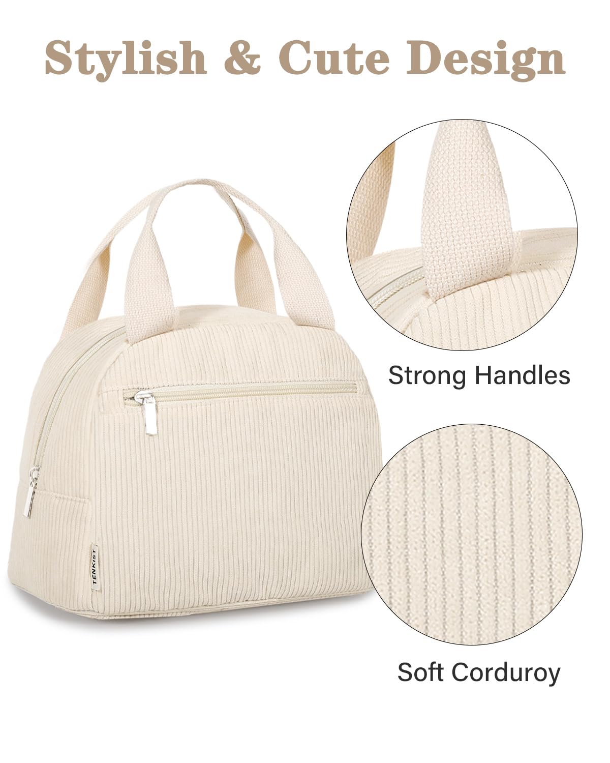 TENKIST insulated lunch bag with foil liner preserves temperature for hours.